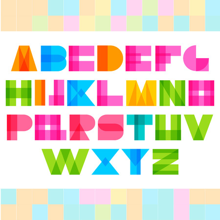 Geometric colorized shapes alphabet lettersのイラスト素材