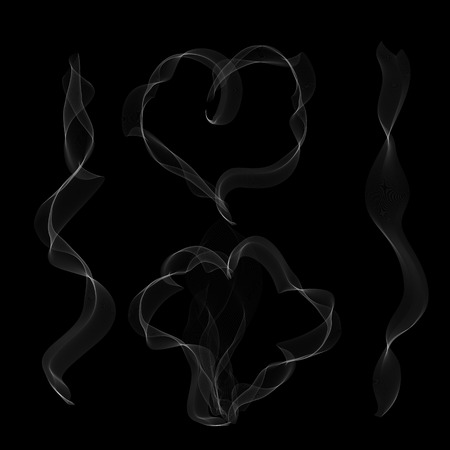 White smoke in heart pattern on black backgroundのイラスト素材