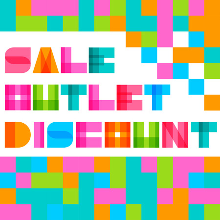 Set of abstract mosaic sale banners. Sale, outlet, discountのイラスト素材