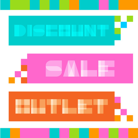 Set of abstract mosaic sale banners. Sale, outlet, discountのイラスト素材