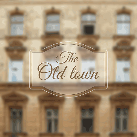 Vector blurred backgrond with an old houses with open windows. An old street.のイラスト素材