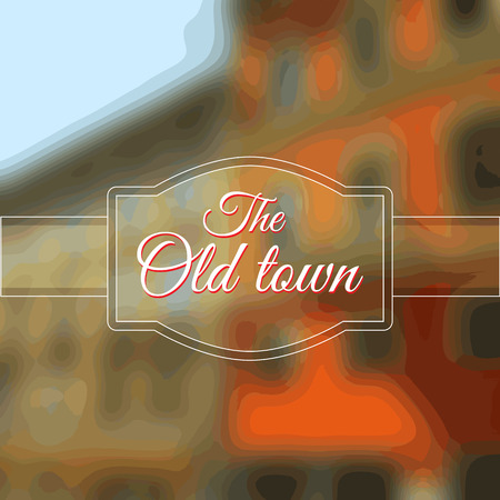 Vector blurred backgrond with an old street with colored facadesのイラスト素材