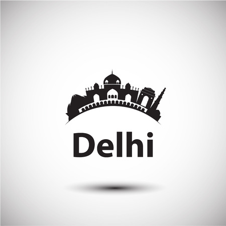 Vector silhouette of Delhi India. City skyline.のイラスト素材