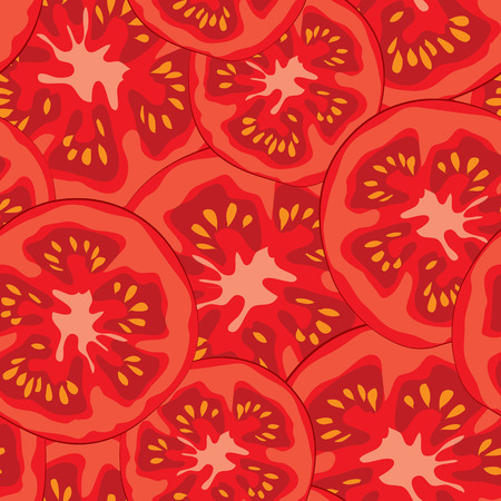 Vegetable organic food ripe sliced tomato seamless pattern vector illustrationのイラスト素材