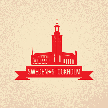 Stockholm Skyline with the symbol of Swedenのイラスト素材
