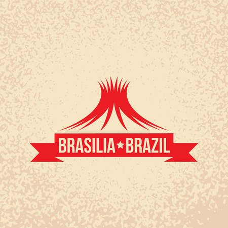 Brasilia skyline. vector illustration. Retro stamp.のイラスト素材