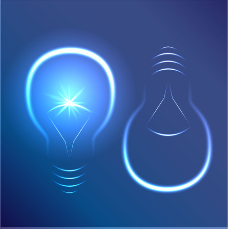 Glowing bulb silhouette on blue background. Freezelight style. Idea vector illustrationのイラスト素材