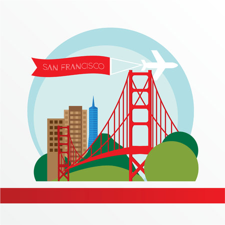 Golden Gate bridge - The symbol of US, San Francisco.のイラスト素材