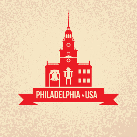 The symbol of Philadelphia, USA. The Liberty Bell is an iconic symbol of American independence and the Independence Halのイラスト素材
