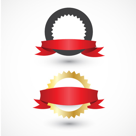 Vector set of labels with ribbons for your design project. Best employee concept. Black and gold variations.のイラスト素材
