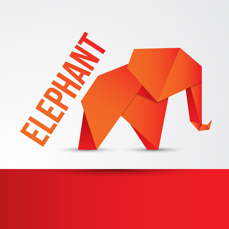 Paper origami Elephant. Can be used for corporate identity. Red minimalist concept. Abstract geometric polygon vectorのイラスト素材