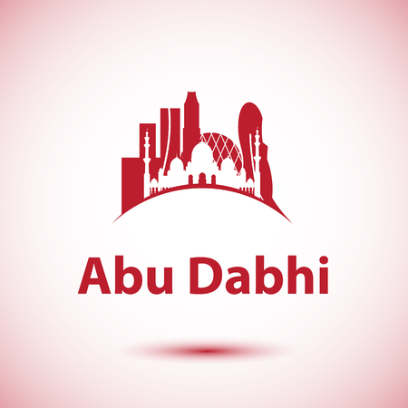 Abu Dhabi vector skyline. Greatest landmarks as symbol of UAE. Logo for travel identity.のイラスト素材
