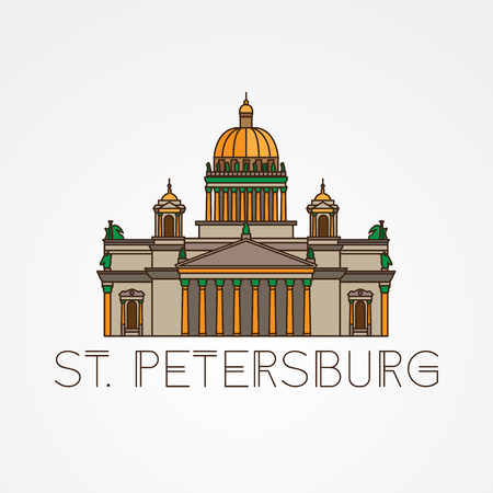Saint Isaac's Cathedral in Saint Petersburg Russia. Modern linear minimalist icon. One line sightseeing conceptのイラスト素材