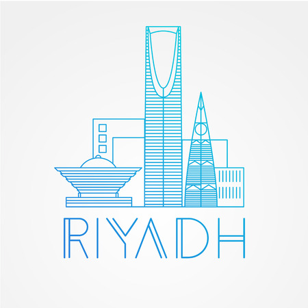 Kingdom tower - The symbol of Riyadh, Saudi Arabia. Modern linear minimalist icon. One line sightseeing concept. Front view. Vector illustrationのイラスト素材