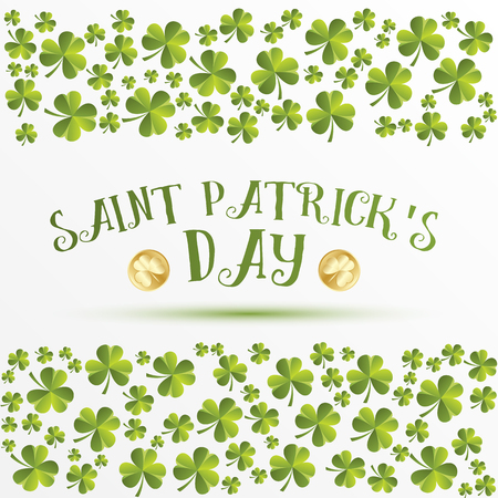 Greeting card for St. Patrics Day. Clover leaves pattern. Vector background for St. Patricks Day.のイラスト素材