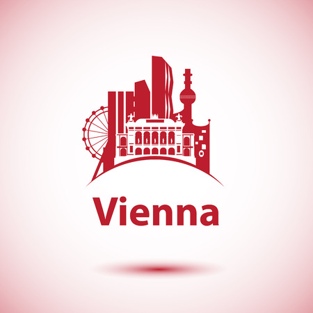 Vector city skyline with landmarks Vienna Austria. Vector illustration can be used as logoのイラスト素材