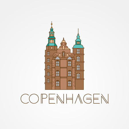 Rosenborg Castle. The symbol of Copenhagen, Denmark. Vector linear Icon for travel agency. High detailのイラスト素材