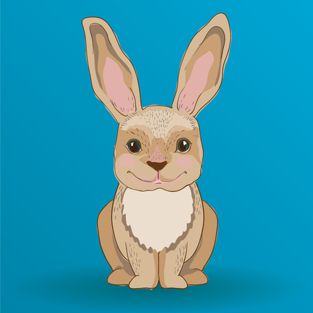 Cartoon charackter. Rabbit with bir ears. Vector illustration.のイラスト素材