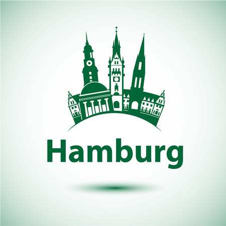 Free and Hanseatic City of Hamburg. Germany. Vector illustration. City skyline.のイラスト素材