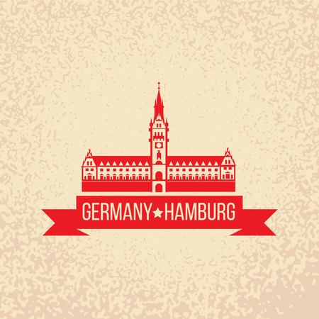 Free and Hanseatic City of Hamburg. Germany. Vector illustration. City skyline.のイラスト素材
