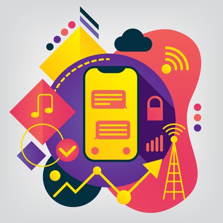 Mobile Technology modern flat illustration.のイラスト素材