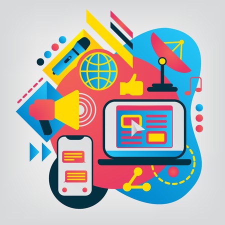 Mass media flat illustration.のイラスト素材