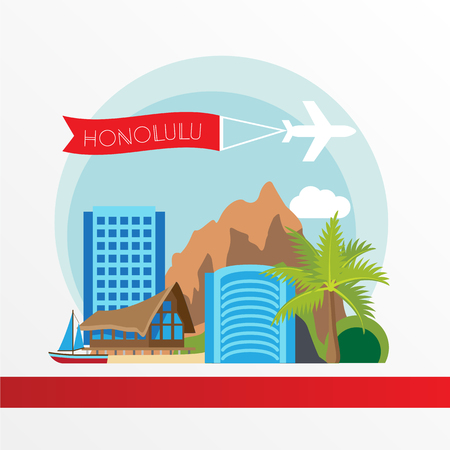 Hawaii detailed silhouette. Trendy vector illustration, flat style.のイラスト素材