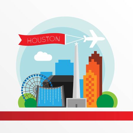 Houston USA, detailed silhouette. Trendy vector illustration, flat style. Stylish andmark. Concept for a web banner. Business travel iconのイラスト素材