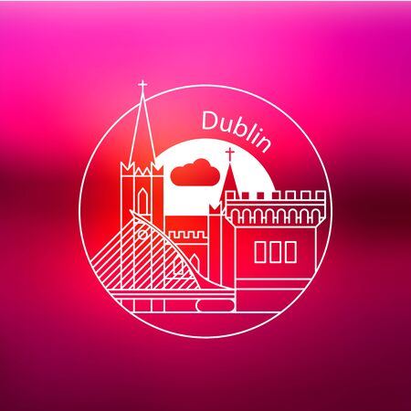 Dublin Ireland, detailed silhouetteのイラスト素材