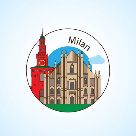 Milan Italy vector Detailed silhouette. Trendy vectorのイラスト素材