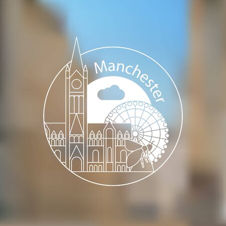 Manchester England, detailed silhouette.のイラスト素材