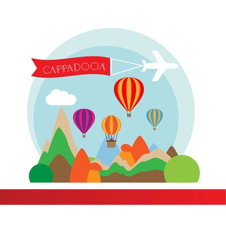 Cappadocia, Turkey detailed silhouetteのイラスト素材