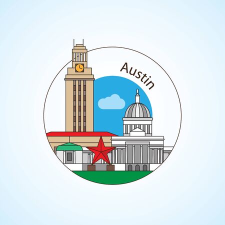 Austin USA, detailed silhouetteのイラスト素材