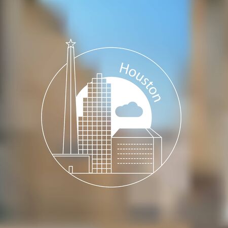 Houston USA, detailed silhouetteのイラスト素材
