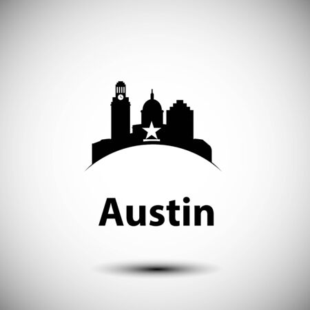 Austin USA, detailed silhouetteのイラスト素材