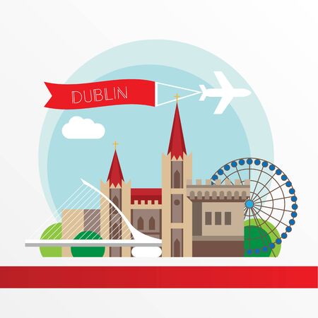 Dublin Ireland, detailed silhouetteのイラスト素材