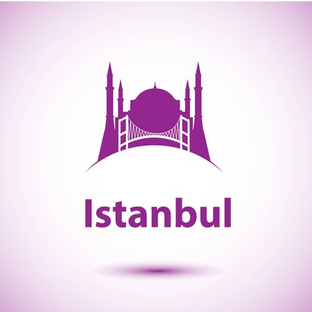 Istanbul Turkey, detailed silhouette. Trendy vector illustration, flat style. Stylish colorful landmarks. The concept for a web banner. Business iconのイラスト素材