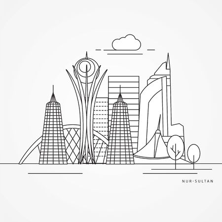 Nur-Sultan detailed silhouetteのイラスト素材