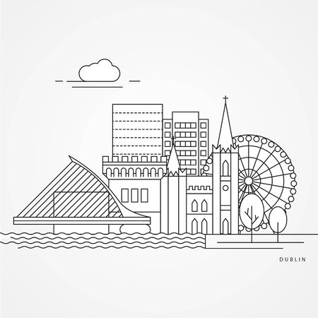 Dublin Ireland, detailed silhouetteのイラスト素材
