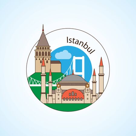 Istanbul Turkey, detailed silhouetteのイラスト素材