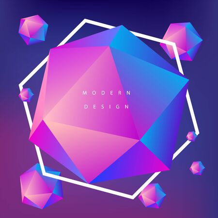 Modern background design. Gradient web banner. Geometry polygon composition. Blend colors.のイラスト素材
