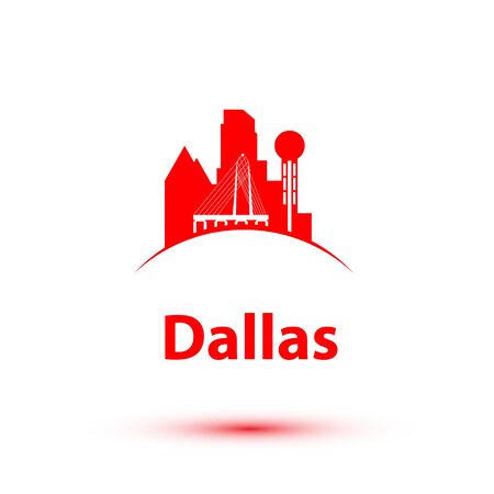 Dallas USA detailed silhouette. Trendy vector illustration, flat style. Stylish colorful landmarks. The concept for a web banner. Business travel iconのイラスト素材