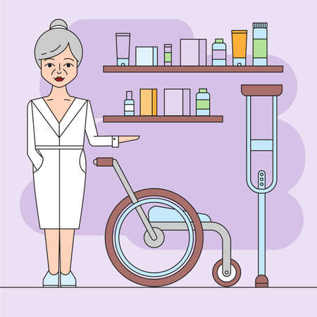 Orthopedics store design. Trendy vector illustrationのイラスト素材
