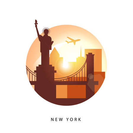 United States New York detailed silhouette.のイラスト素材