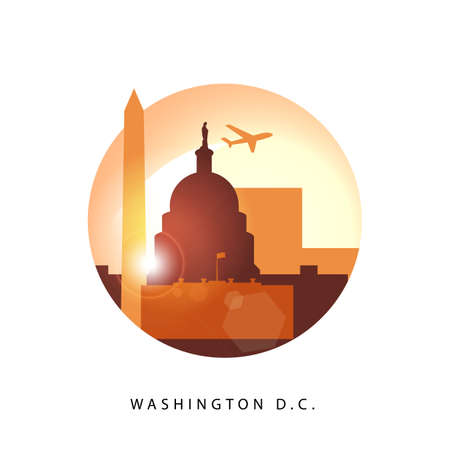 Washington DC United States detailed silhouette.のイラスト素材