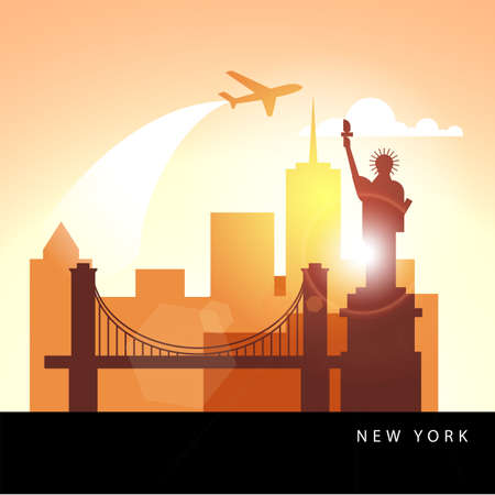 United States New York detailed silhouette.のイラスト素材