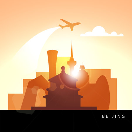 Beijing China detailed silhouetteのイラスト素材