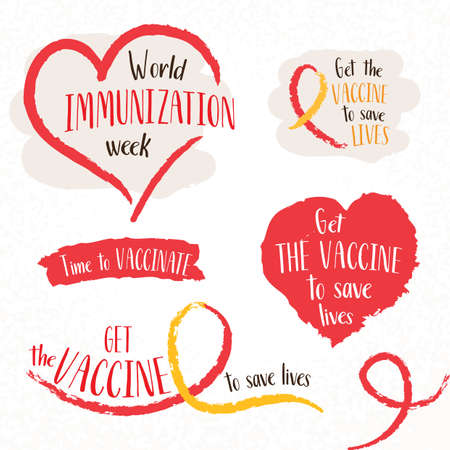Stop virus agitation concept. Sticker set. Sketch style.のイラスト素材