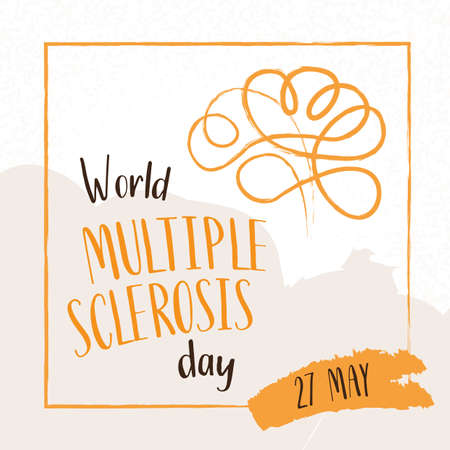 World MS day concept. Multiple sclerosis treatment. Hand draw sketch stickerのイラスト素材