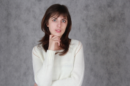 Beautiful girl in white womanの写真素材